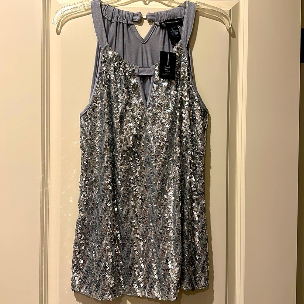 INC - Silver Sequin Sleeveless Top - NWT